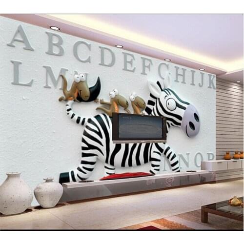 Custom papel DE parede infantil large murals 3d zebra for children room TV setting wall vinyl which papel DE parede