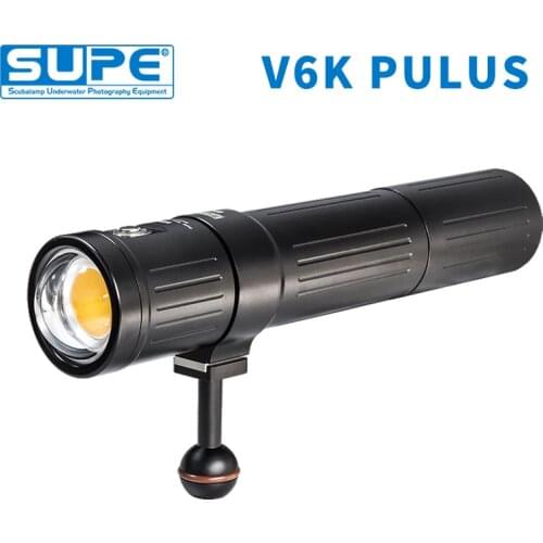 SUPE Scubalamp V6K Plus 12000-Lumens Underwater Photo Video Light Scuba Diving Search Light Beam Angle 120 High-Mid-Low Dimming