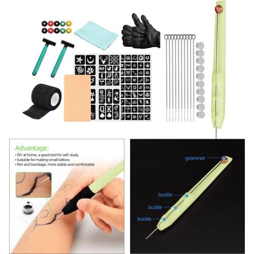 Durable Tattoo DIY Tools Self Hand Poke Pen Tattoo Pen Tattoo Accessories Tattoo Diy Handmade Cartridge Needles Accessories