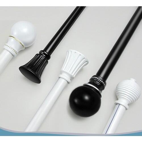 Simple Modern Nordic Style Solid Silent Rome Rod With Decorative Head Single or Double Curtain Rod Black and White