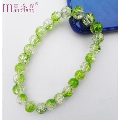 Adjustable Green Floral Acrylic chain bracelet Transparent strand lovers Acrylic beads Wrap Bracelet cuff for Women
