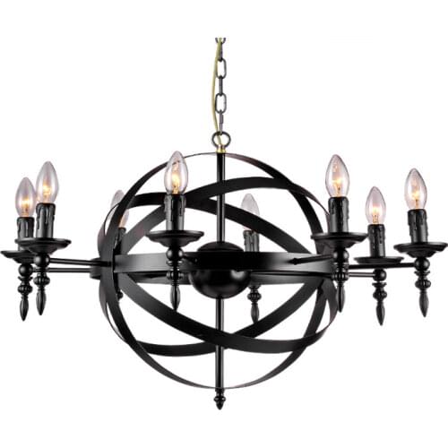 Retro American 6/8 Head Candle Iron Chandelier LOFT Living Room Cafe Bar Restaurant Creative Cafe Chandeliers