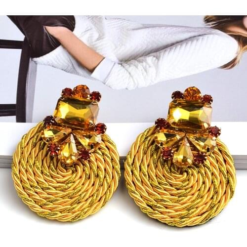 New Design Gold Crystal Handmade Earrings High-Quality Fashion Rhinestone Round Jewelry Accessories For Women