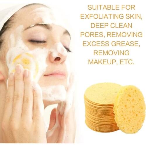 Wholesale 100PCS Compressed Natural Cellulose Facial Cleansing Sponge Makeup Removal Cotton Face Washing Brush Skin Care Tools