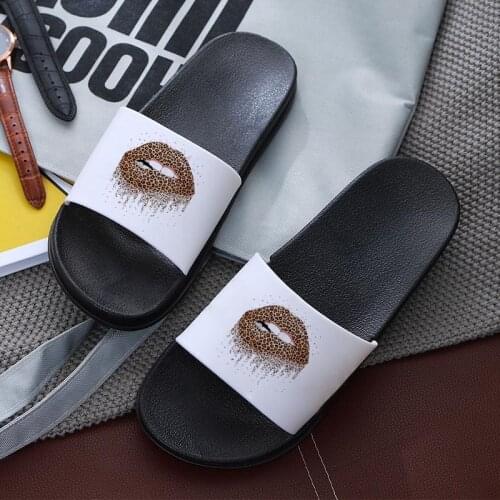 2021 Women Slippers Sexy Lips Leopard Graphic Comfortable Outdoor Indoor Home Non-slip Slides flip flops female