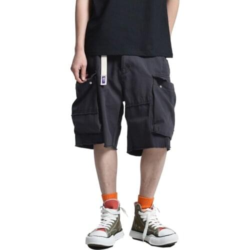 Multi-Pocket Cargo Shorts Mens Summer Safari Style Military Distressed Shorts Casual Loose Knee-length Shorts Men Walking Shorts