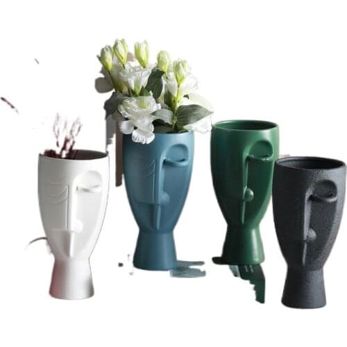 Nordic ceative Ceramic Abstract Human Face Vase with Flowers Home Decoration flower arrangement jar Picasso girl Flower Pot