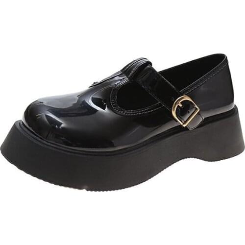 Mary Jane Womens Shoes Dark Loli Leather Shoes Thick-Soled Gothic PU Leather Shoes Japanese Cute JK Round Toe Student Shoes