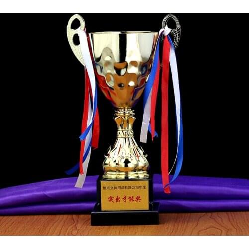 XH2083 Trophy Cup Award Contest Business Award Customize Trophy Golden Plating Team Sports Competition Craft Souvenir