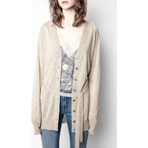 2021 Early Spring Women Knitted Cardigan Lady Long Sleeve Thin Single-Breasted Sweater Outwear Tops Female Knitwear with Sashes
