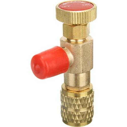 1pc R410A Refrigeration Air conditioning Charging Valve Adapter Mayitr 1/4" Male to 5/16" Female Red Knob Flow Control Valve