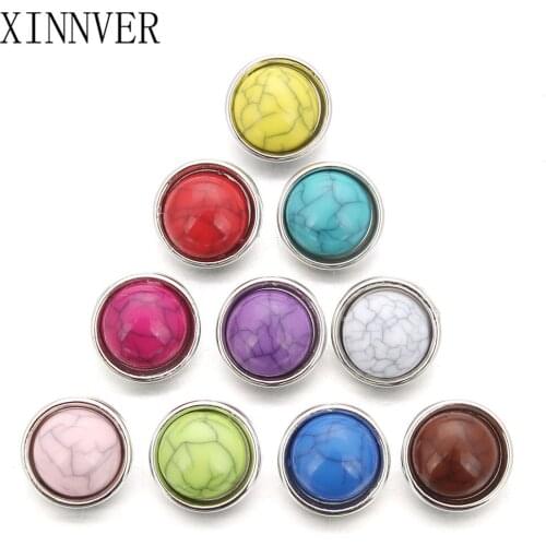 10pcs/lot Snap Jewelry 12MM Snap Buttons Metal Stone Styles Xinnver Snaps Fit DIY Snap Bracelets Bangles