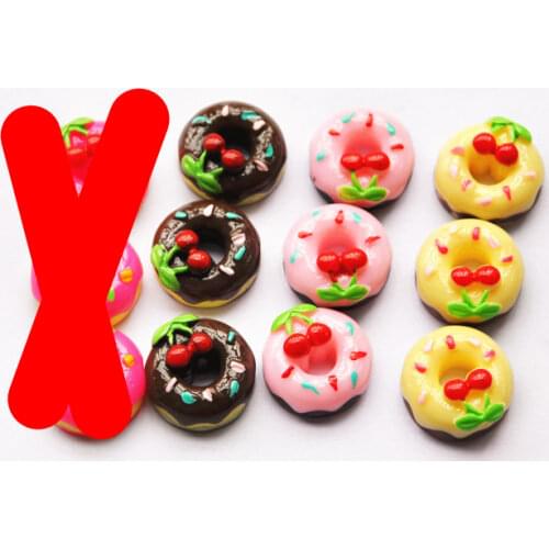 20pcs cherry donut DIY Miniature Fake Food Cake Resin Cabochon for DIY accessory