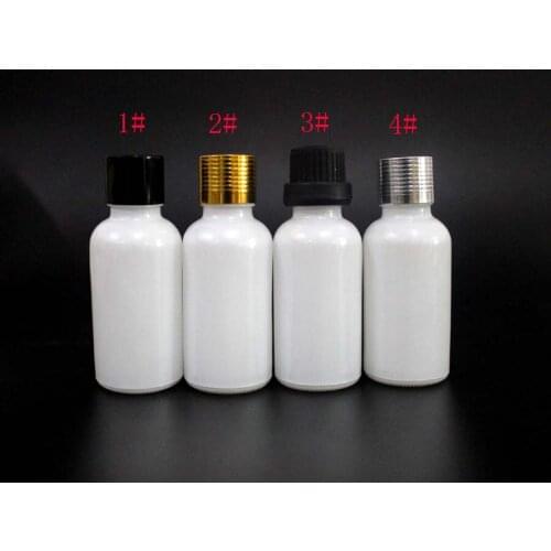 50pcs 30ml pearl white essential bottle,with Flat bottom cover and inner dripping sifter cosmetic packaging bottles