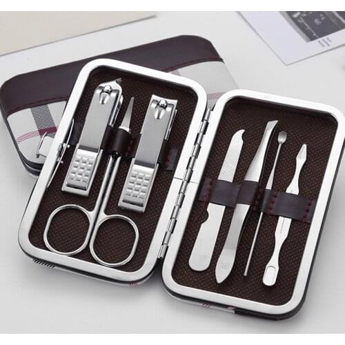 7pcs/set New Manicure Nail Clippers Pedicure Set Portable Travel Hygiene Kit Stainless Steel Nail Cutter Tool Set