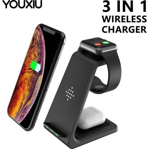 Wireless Charger Stand for iPhone 12 XR XS Max 3in1 Wireless Charging Dock for Apple Watch Airpods For Samsung Quick Charge