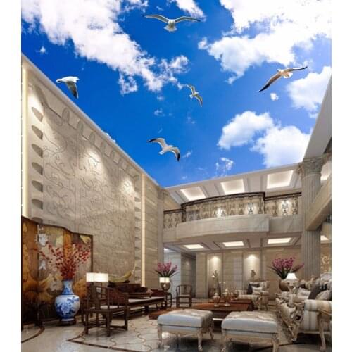 Large Sky Ceiling Mural 3d Ceilings Mural Wallpaper for Walls Living room 3d blue sky Ceiling Murals 3d Wall paper Sticker