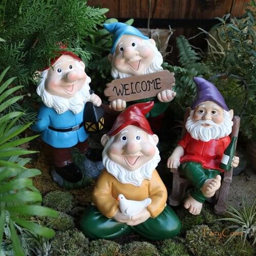 FairyCome Large Garden Gnome Statue Lawn Ornament Outdoor Gnomes Figurine Funny Cute Garden Sculpture Gnomes Welcome Sign Dwarfs