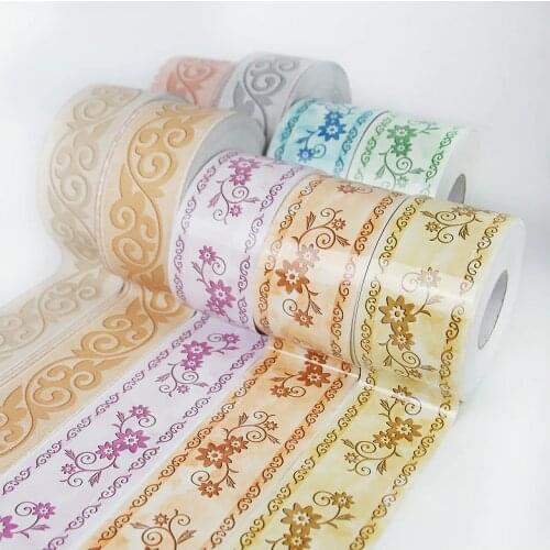 Flower Waist Line 3d Wall Stickers for Tiles Bathroom Kitchen toilet Waterproof Self Adhesive PVC Border 3d Stickers 10cmx5m