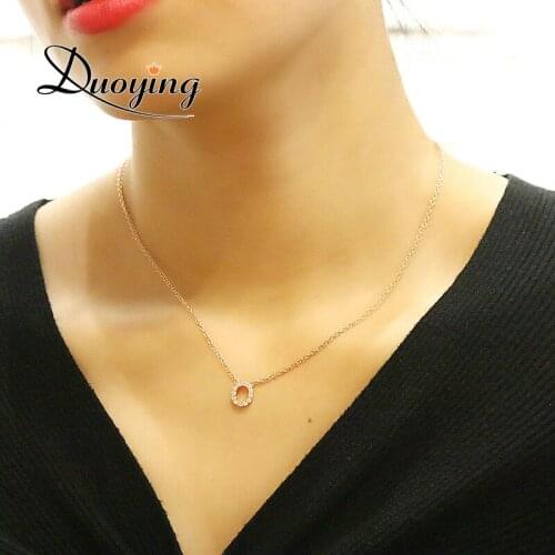 Duoying 2019 Zirconia Necklace Women Stone Initial 26 Letters Necklace Women Gift NLK105