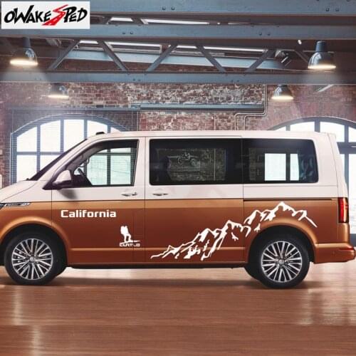 Mountain Graphics For Volkswagen Multivan T4 T5 T6 Outdoor Sport Car Sticker Auto Body Door Side Stripes Customized Vinyl Decal