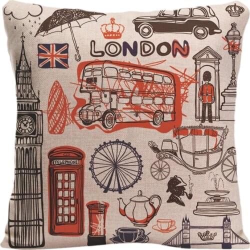 Cotton Linen Londo Street View Throw Pillow Case Decorative Cushion Cover Pillowcase Customize Gift By Lvsure For Car Sofa Seat