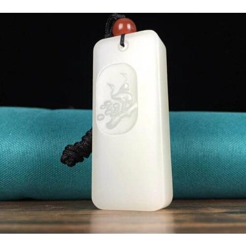 J07#Hetian jade white jade pendant, jade oil run