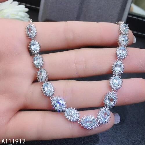KJJEAXCMY fine jewelry natural Aquamarine 925 sterling silver new women hand bracelet support test popular