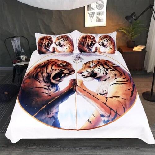 Lion Pair Look Print With Pillowcase Duvet Cover Sets Bed Double Queen King Size Quilt Covers Pillowcase