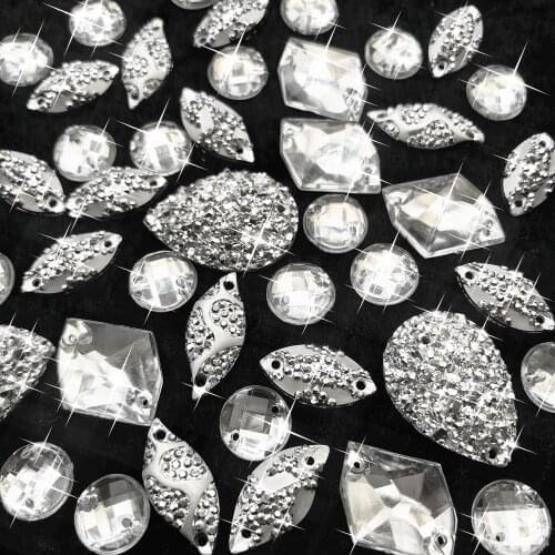 Hot Sale Silver 190PCS Sew on Silver Diy Decorative Crystals Stones Rhinestones Beads For Sewing Crafts Clothes Wedding Dress