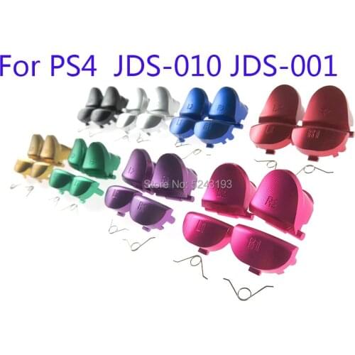 1set 8 Colors Metal Aluminum L1 R1 L2 R2 Trigger Button for Sony PS4 Controllers JDM001 010 JDM010 001 Alloy Buttons with Spring