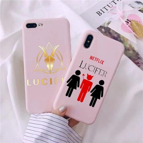 American TV Degenerate angel Lucifer pink TPU soft phone case For iphoneX XR XSMax 6S 7 8 Plus 11 PRO MAX 5 SE 12mini 12procover