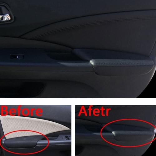 For Honda CRV CR-V 2012-2015 Door Armrest Surface Cover Trim PU Leather Anti-collision Car Covers Waterproof Protect Car Styling