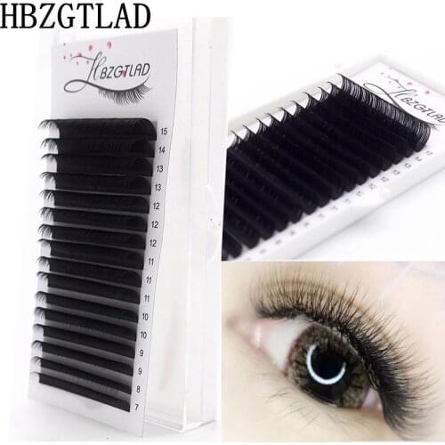 HBZGTLAD Fast Ship 16rows/case 7~15mm mix premium natural synthetic mink individual eyelash extension makeup maquiagem cilios