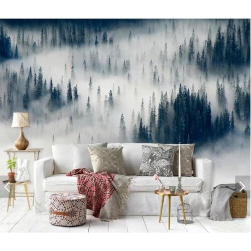 Nordic 3D Wall Mural Pine Forest Wallpaper Mural Wall Paper for Bedroom Wall Art Painting Papel De Parede Home Wall Decor Custom
