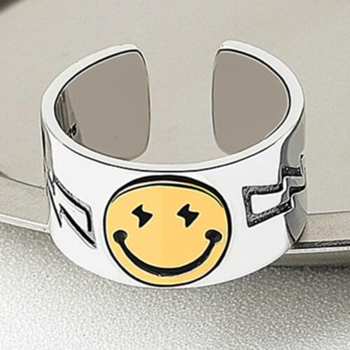 New Fashion Korean Style Smile Mood Female Resizable Love Anime Ring Engagement Big Rings Set For Women Wholesale Cool Stuff