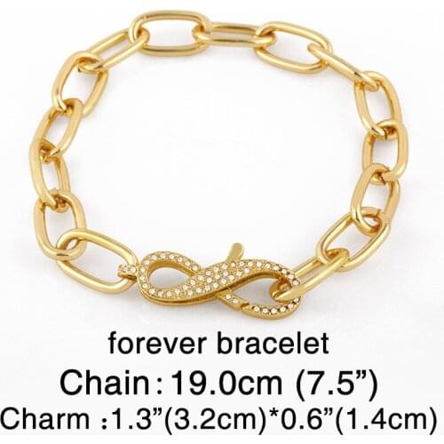 Wholesale Couple Jewelry Fashion Paved White Cz Jewelry Gold Pendant Connector Big Link Bracelet For Girl Personality Gift 2021
