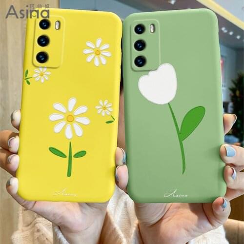 ASINA Original Liquid Silicone Case For Huawei P40 P30 P20 P50 Pro Lite Cute Flower Coque For Psmart 2019 S Z Funda Capa Girl
