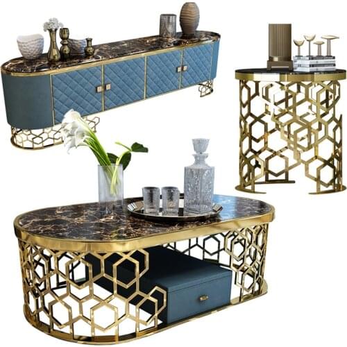 Tv stand meubles tv мебель monitor stand mueble tv тумба под телевизор tv cabinet + coffee table stainless steel natrual marble