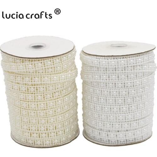 Lucia crafts 1yard/lot 10mm Ivory Pearl Beads Chain Women DIY Garment Decor C0610
