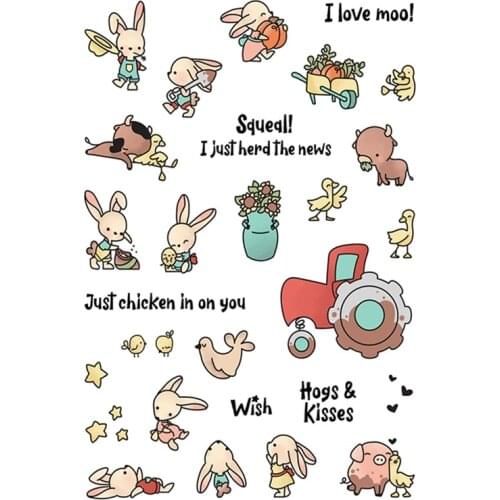 Barnyard Bunnies Transparent Silicone Clear Stamp/Seal for DIY scrapbooking/photo album Decorative Cards Making Paper Crafts