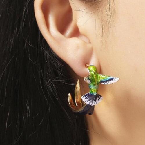 Hummingbird Pattern Versatile Alloy Women Stud Earring Fashion Jewelry Wedding Party Office Lady Versatile Earrings