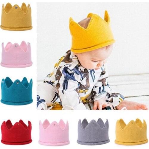 Crown Baby Hat Photography Props Autumn Winter Knit Newborn Baby Girl Boy Hat Turban Infant Toddler Beanie Cap Casquette Enfant