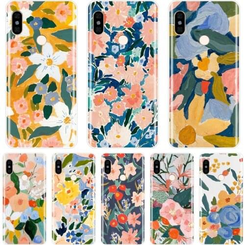 For Xiaomi Redmi S2 4 4A 4X 5A 6 6A 5 Plus Pocophone F1 Redmi Note 6 Pro 5A Prime 5 4 4X Phone Case Silicone Flower Back Cover