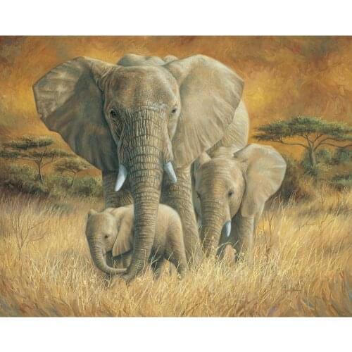 Elephant canvas art Loving Mother modern oil paintings animal African Elephant picture for office room decor Hand Painted Gift