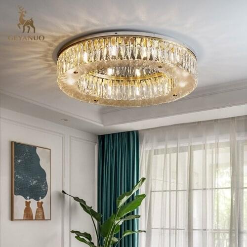 Modern light luxury crystal ceiling lamp warm atmosphere bedroom room living room simple creative lamp