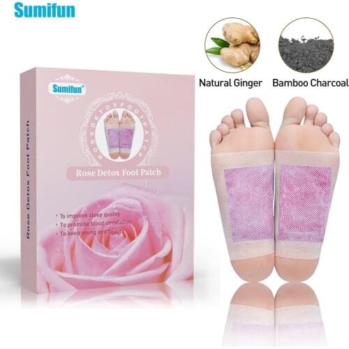 Sumifun 12Pcs/Box Rose Detox Foot Patch Essential Oil 100% Original Chinese Natural Medical Plaster K04001