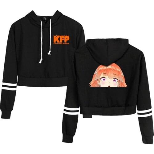 Takanashi Kiara Anime Fashion Crop Hoodies Women Hooded Pullover Crop Top Hot Sale Casual Streetwear Clothes