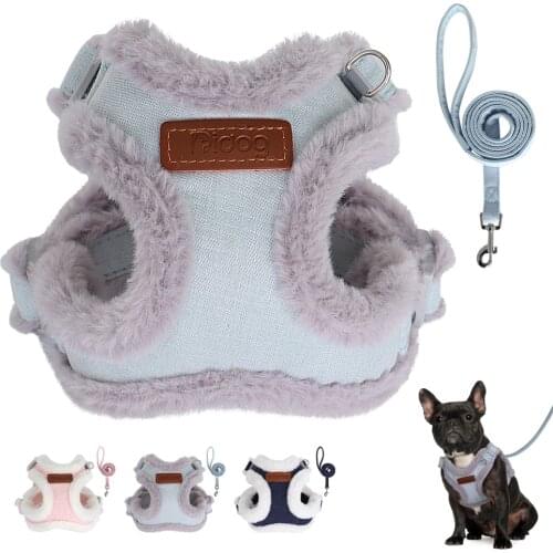 Warm Padded Dog Harness and Leash Set Small Medium Dogs Cat Vest Harnesses With Pet Lead Leash Chihuahua Yorkshire Soft Fleece