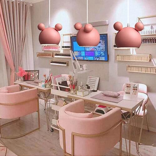 Creativity Mickey Led Pendant Light Indoor Fixture Luminaire Nordic Colorful Metal Children Kids Hanging Lamp Bedroom Home Decor